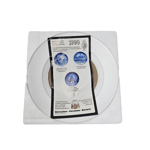 1990 BAREUTHER Christmas Plate The Old Forge In Rothenberg Vintage German Decor - Picture 3 of 9